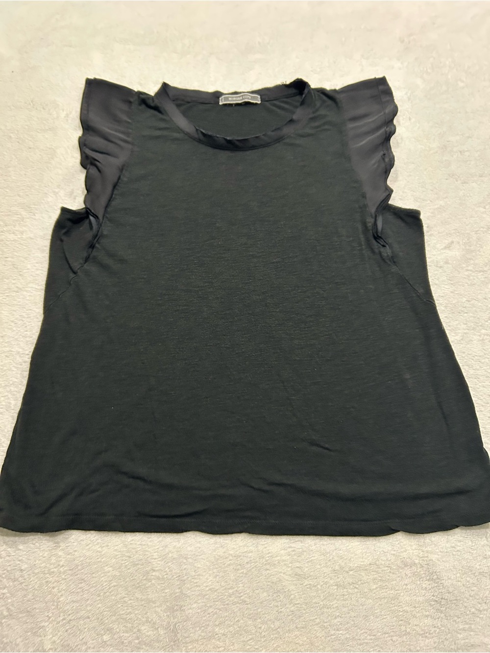 Morgan City Size Med Black Ruffled Sleeve Women's Top